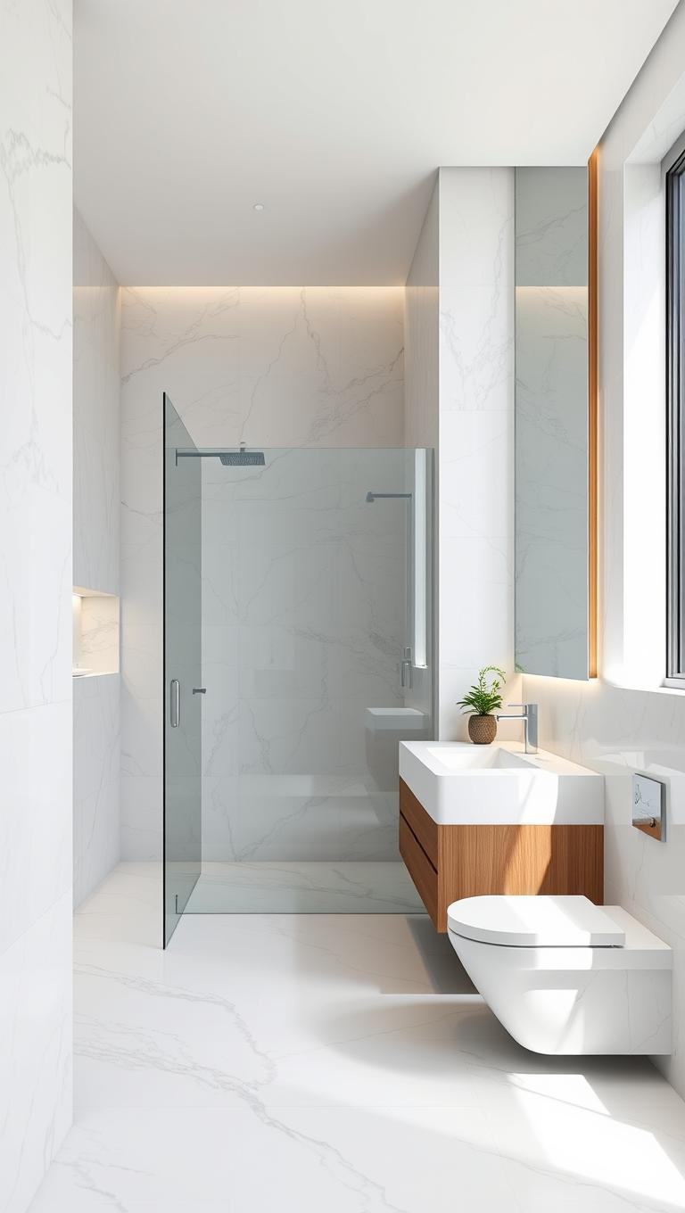 34. Large Format Marble Look for Luxury Without Maintenance