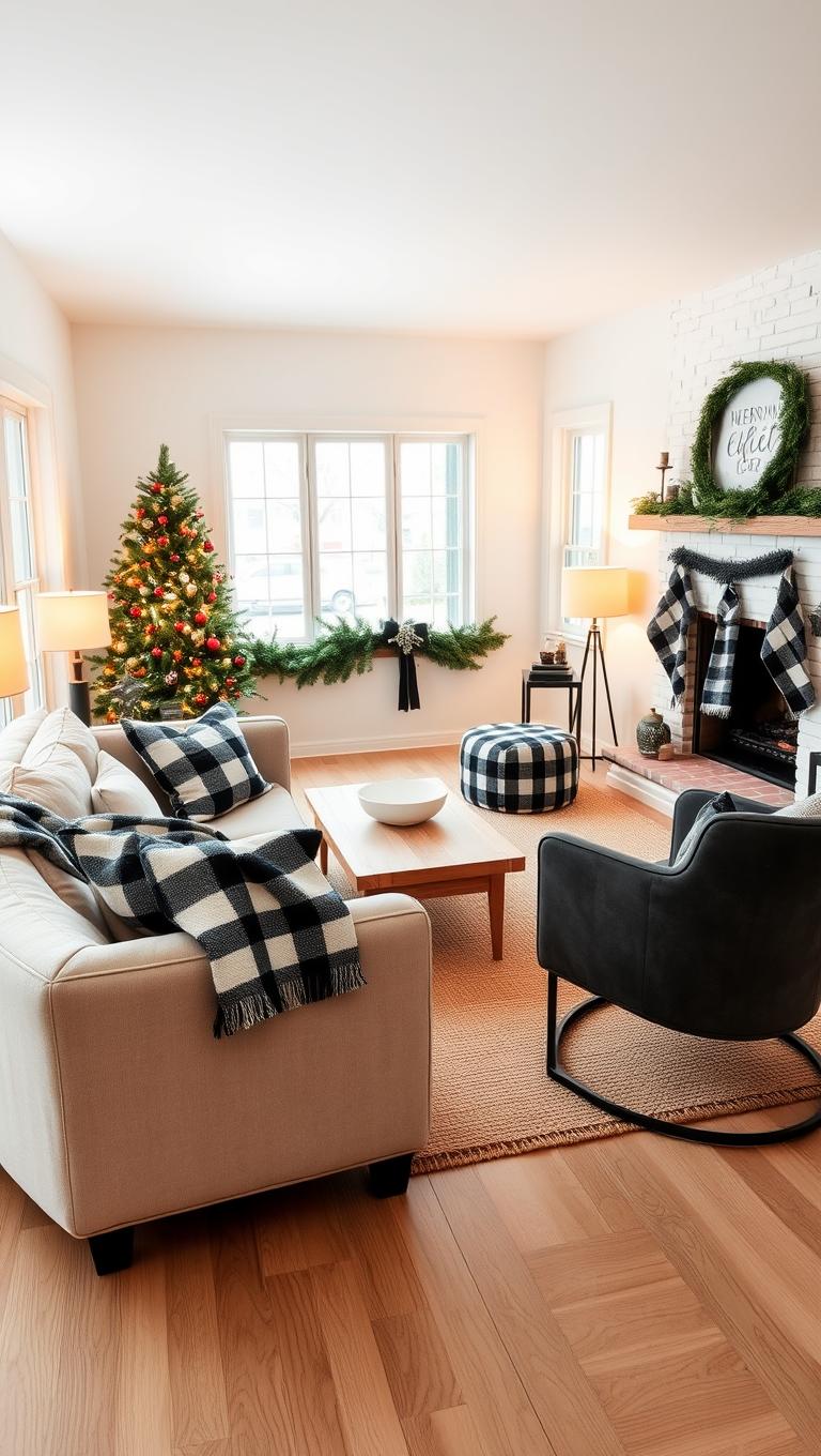 35. Black and White Plaid Accents