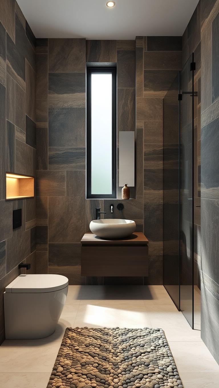 35. Textured Stone Tiles for Rich Contrast