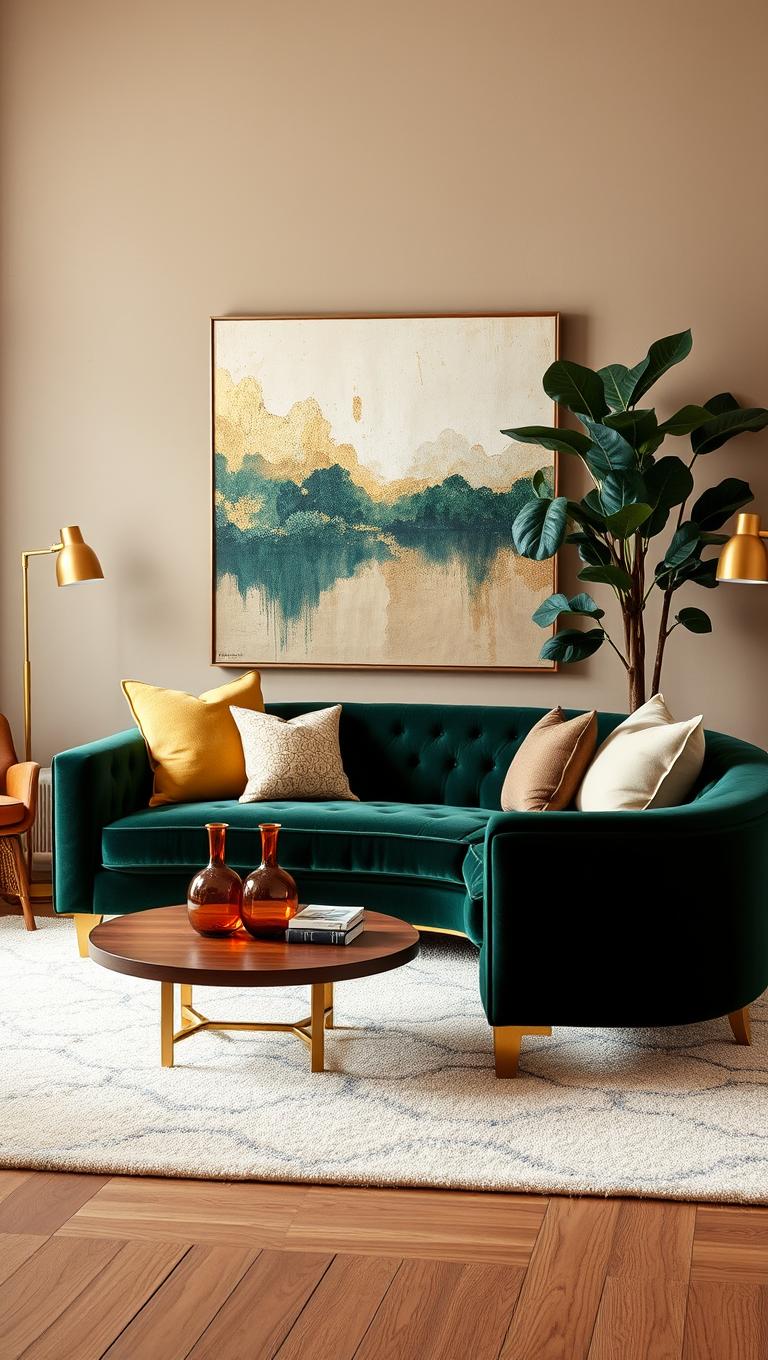 38. Dark Green Velvet Sofa