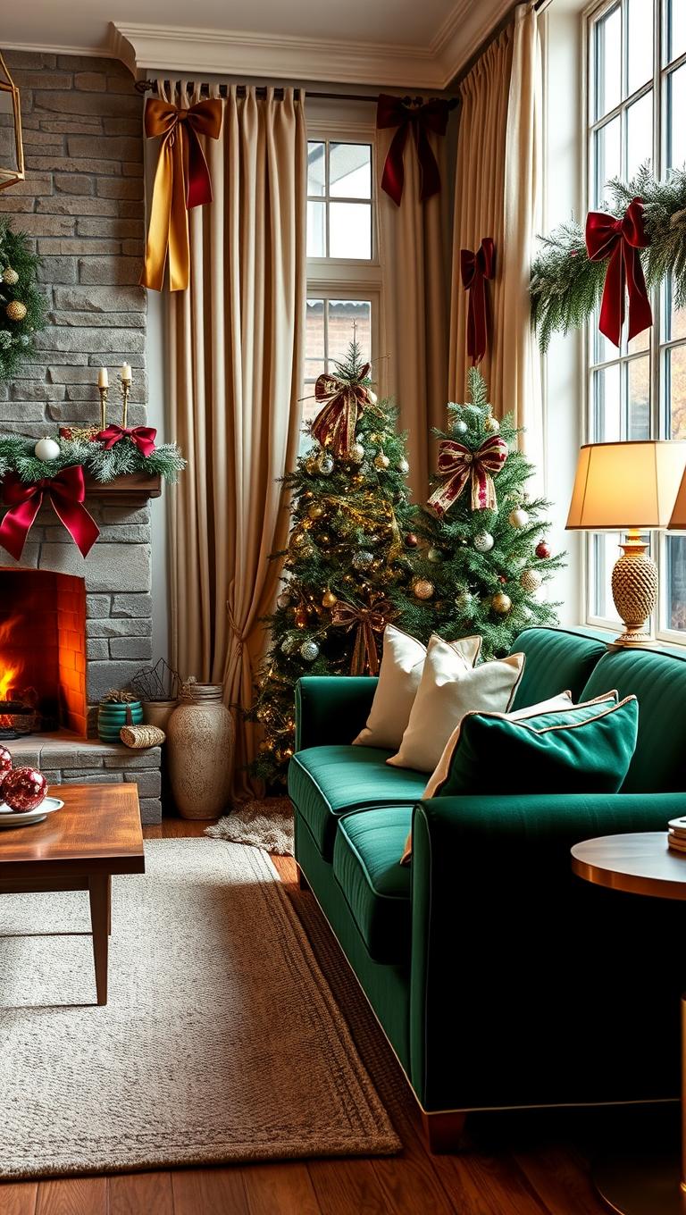 4. Velvet Ribbon Accents on Cushions and Curtains