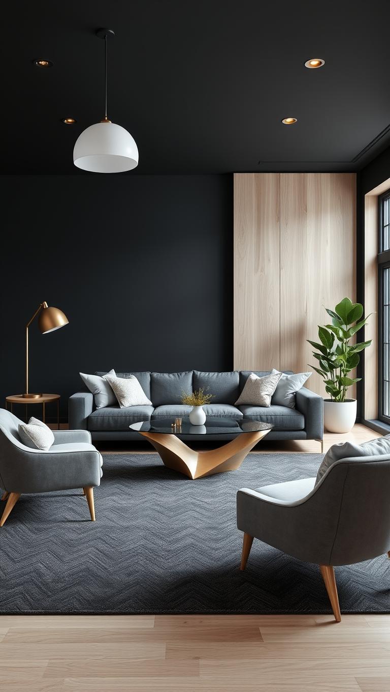 40. Dark Charcoal With Pale Wood