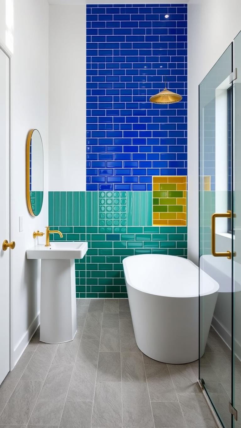 42. Bold Colored Tile Accents for a Pop
