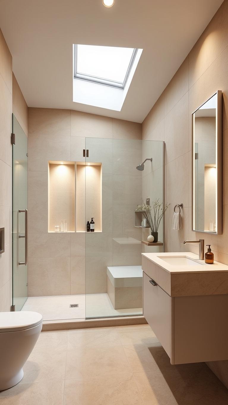 6. Recessed Shower Niches for Clean Lines
