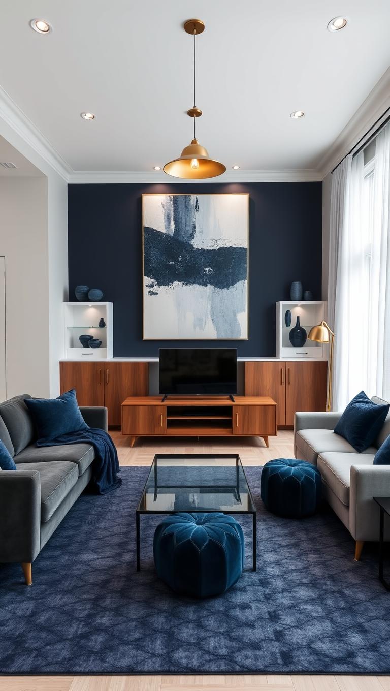 7. Rich Navy Accents on Grey Base