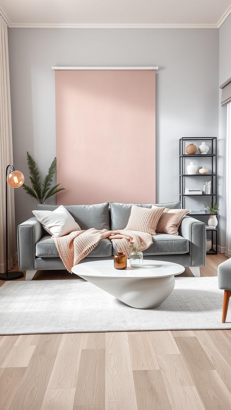 9. Grey and Pink for Soft Feminine Touch